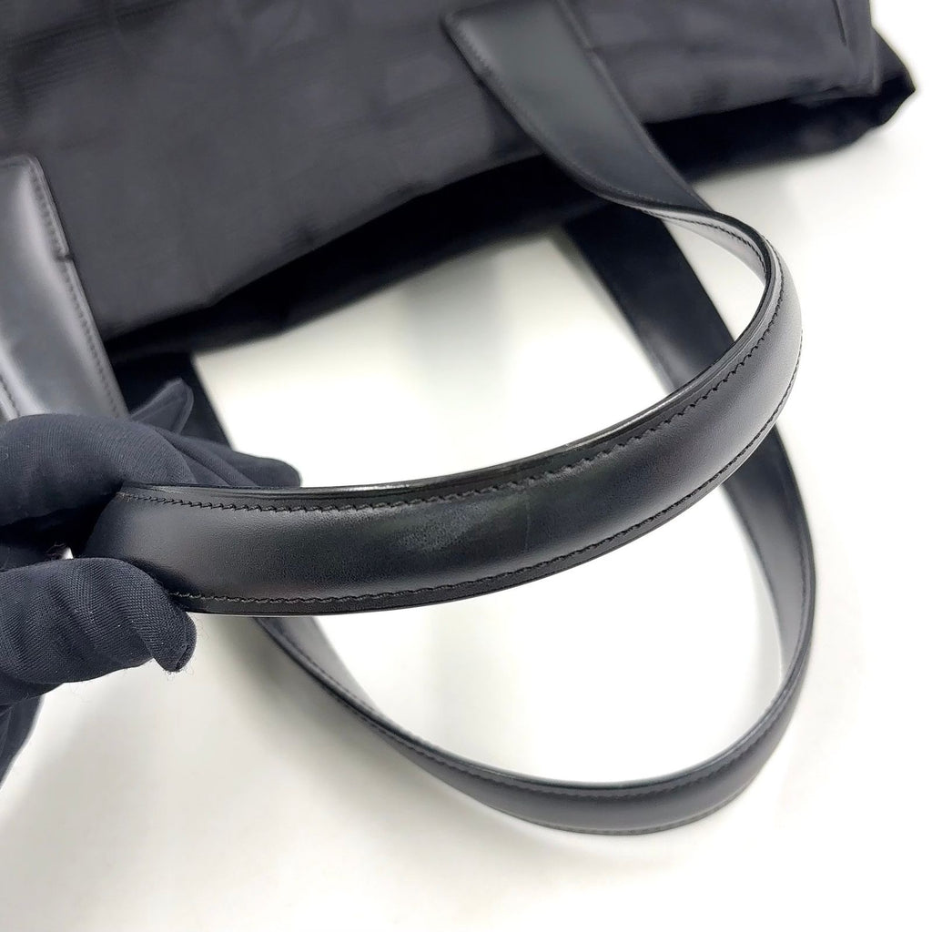 Chanel New Travel Line MM Leather Nylon Black Tote Bag Gold — view 5