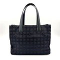 Chanel New Travel Line MM Leather Nylon Black Tote Bag Gold