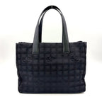 Chanel New Travel Line MM Leather Nylon Black Tote Bag Gold
