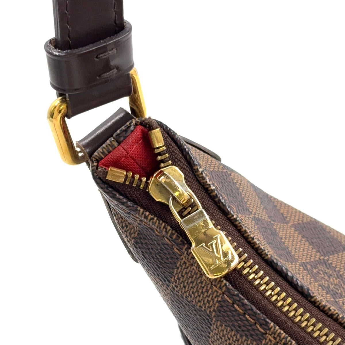 Louis Vuitton Bloomsbury PM Damier Ebene Leather Brown Shoulder Bag Gold — view 8