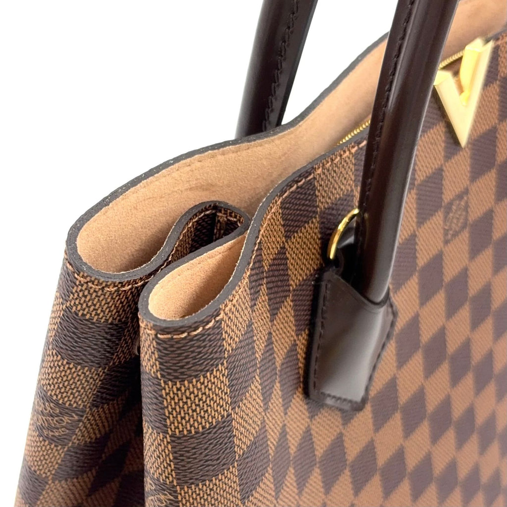 Louis Vuitton Kensington Damier Ebene Leather Brown Handbag Gold — view 8