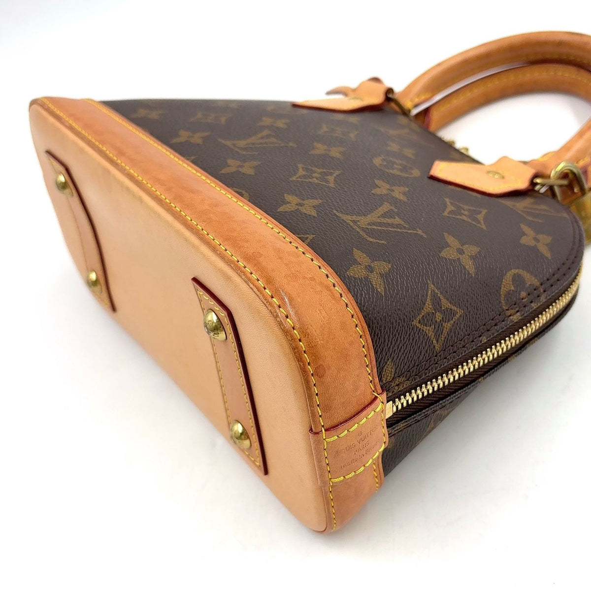 Louis Vuitton Alma BB Monogram Leather Brown Handbag Gold — view 8