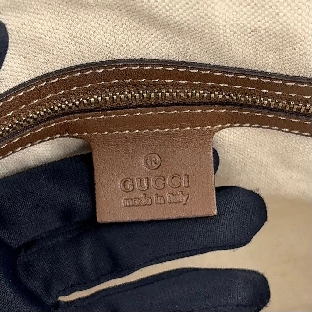 Gucci Nice Micro Guccissima Leather Canvas Dark Brown Beige Handbag Gold — view 4