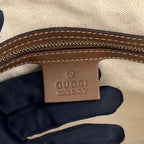 Gucci Nice Micro Guccissima Leather Canvas Dark Brown Beige Handbag Gold — view 4