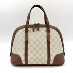 Gucci Nice Micro Guccissima Leather Canvas Dark Brown Beige Handbag Gold
