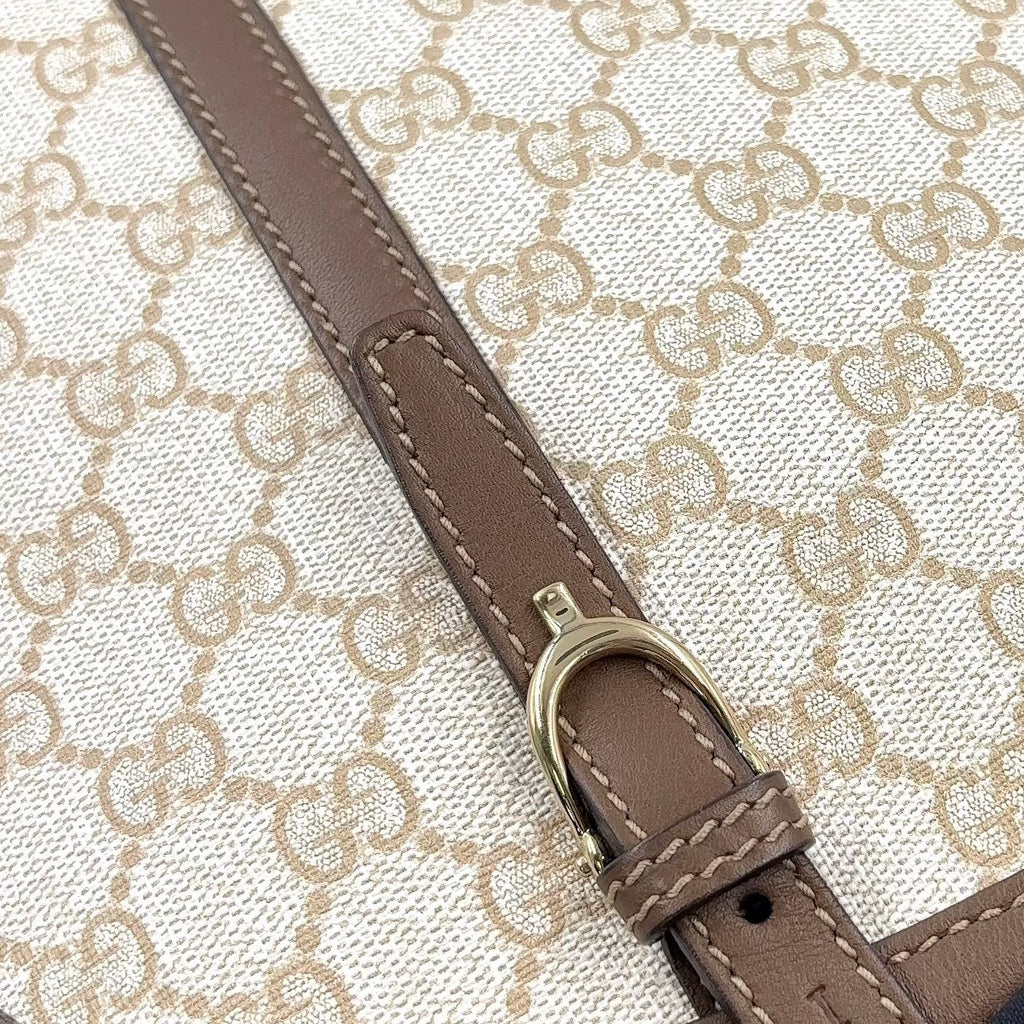 Gucci Nice Micro Guccissima Leather Canvas Dark Brown Beige Handbag Gold — view 6