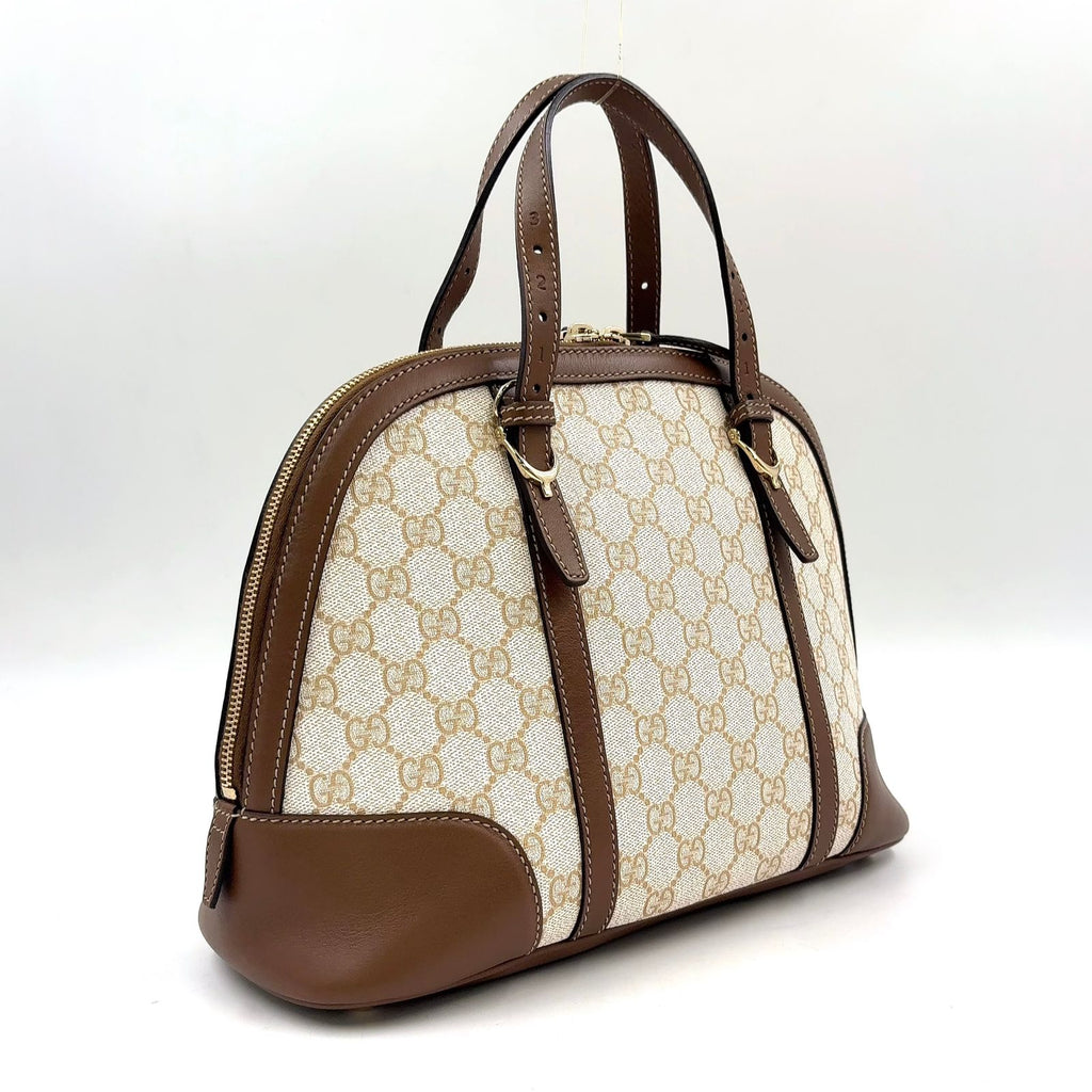 Gucci Nice Micro Guccissima Leather Canvas Dark Brown Beige Handbag Gold — view 2