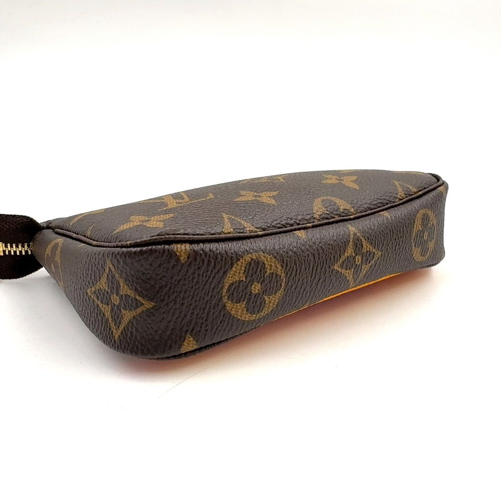 Louis Vuitton Mini Pochette Accessoires Illustre Brown Handbag Gold — view 5