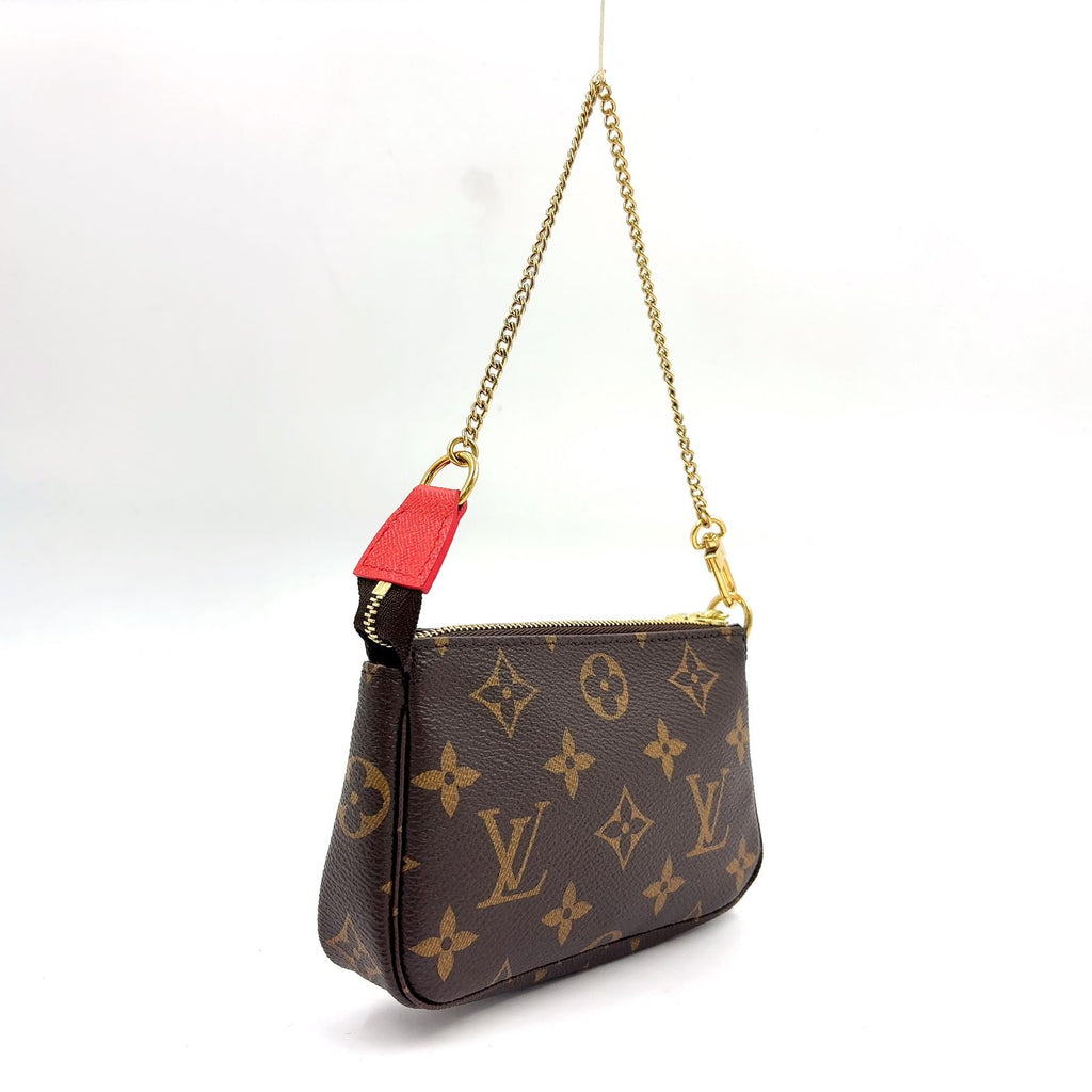 Louis Vuitton Mini Pochette Accessoires Illustre Brown Handbag Gold — view 2