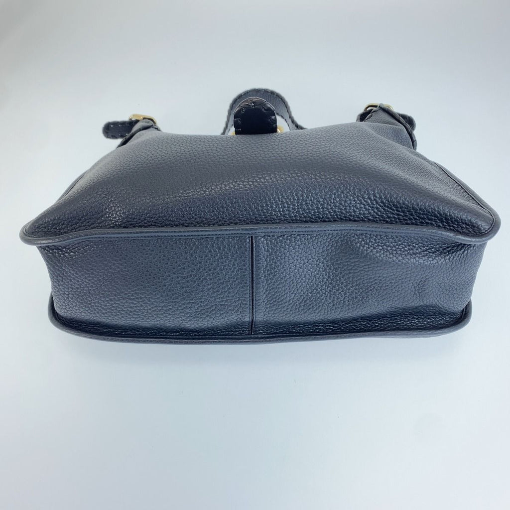 Loewe Anagram Navy Gold Leather Lizard Hobo Shoulder Bag — view 3