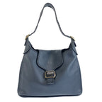 Loewe Anagram Navy Gold Leather Lizard Hobo Shoulder Bag