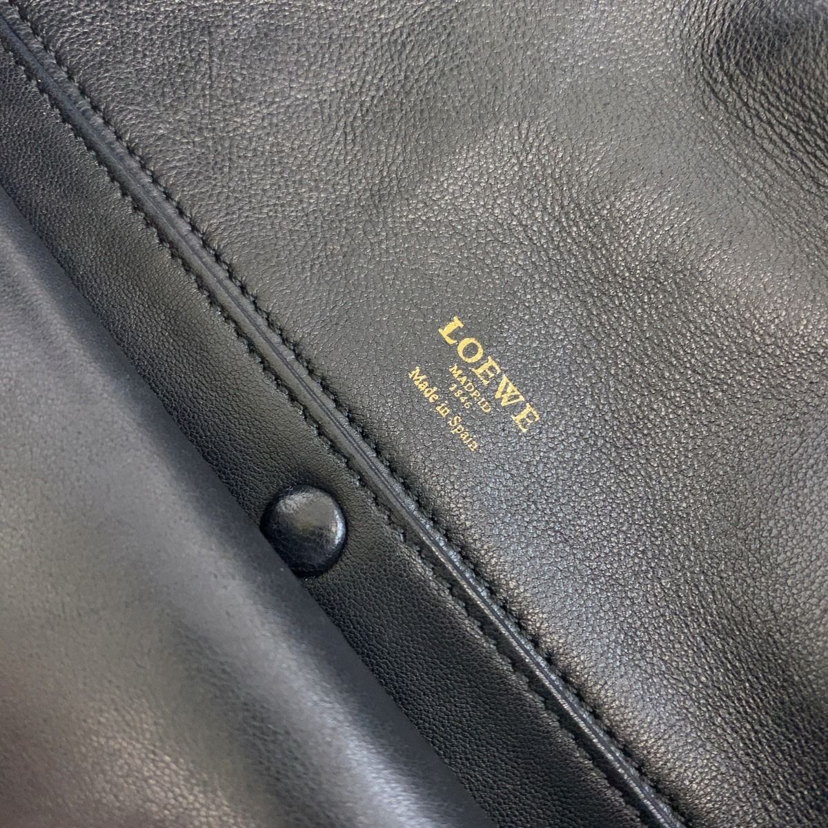 Loewe Anagram Navy Gold Leather Lizard Hobo Shoulder Bag — view 7