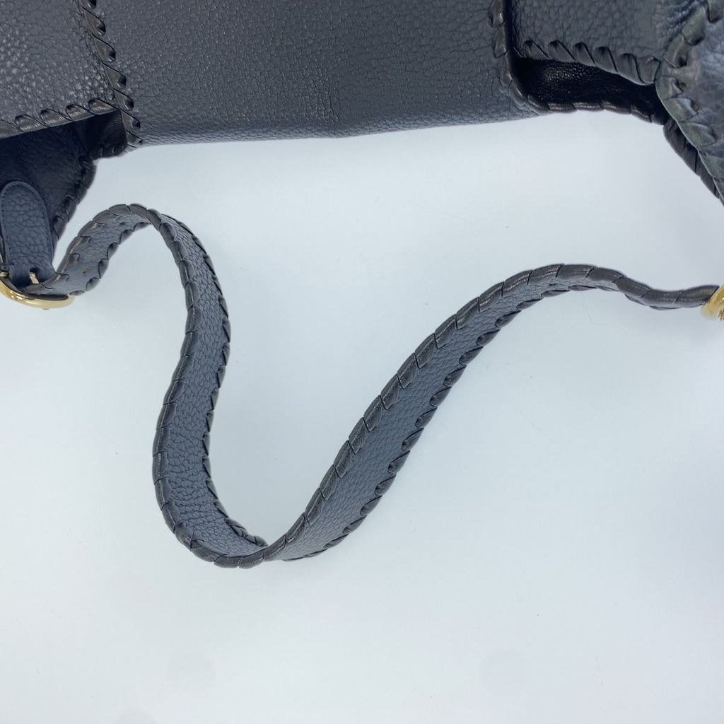 Loewe Anagram Navy Gold Leather Lizard Hobo Shoulder Bag — view 5