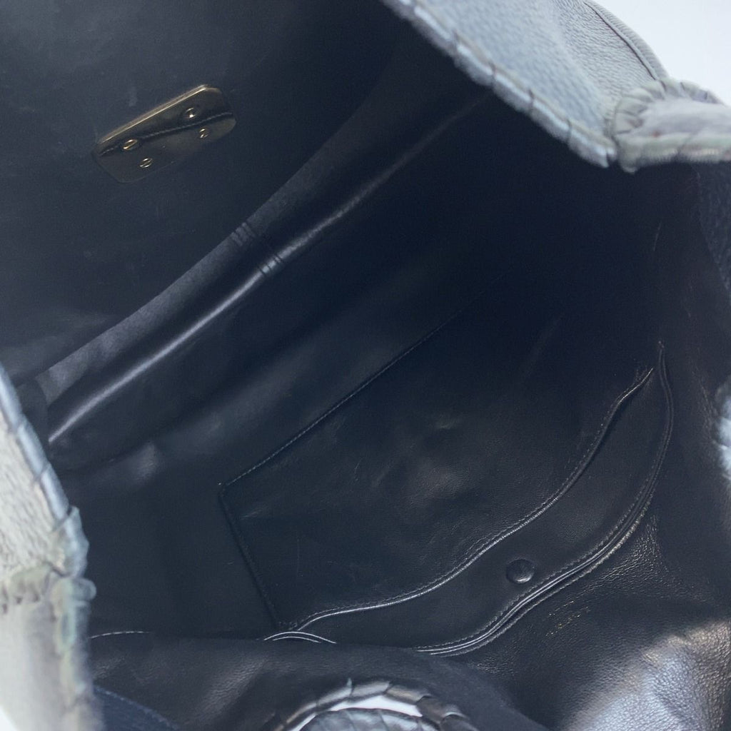 Loewe Anagram Navy Gold Leather Lizard Hobo Shoulder Bag — view 6