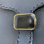 Loewe Anagram Navy Gold Leather Lizard Hobo Shoulder Bag — view 8
