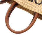 Loewe 2-Way Raffia Standard Tote Shoulder Bag Logo Leather Beige Brown — view 5