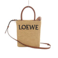 Loewe 2-Way Raffia Standard Tote Shoulder Bag Logo Leather Beige Brown