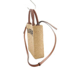 Loewe 2-Way Raffia Standard Tote Shoulder Bag Logo Leather Beige Brown — view 3
