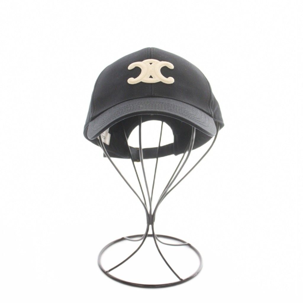 Celine Triomphe Baseball Cap Hat Logo Embroidery M Black — view 3