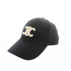 Celine Triomphe Baseball Cap Hat Logo Embroidery M Black