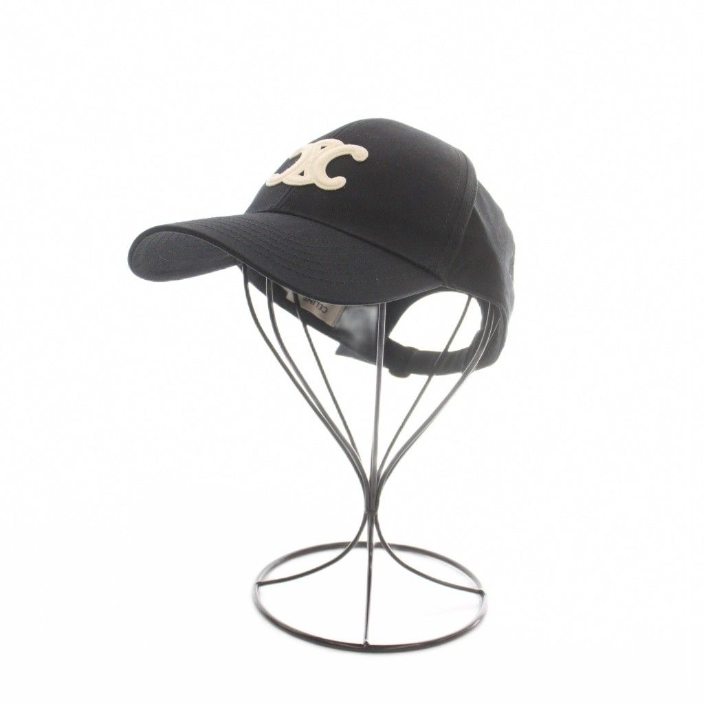 Celine Triomphe Baseball Cap Hat Logo Embroidery M Black — view 2