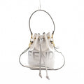 Fendi Mini Montresor Drawstring 2-Way Shoulder Bag Leather Silver Colored