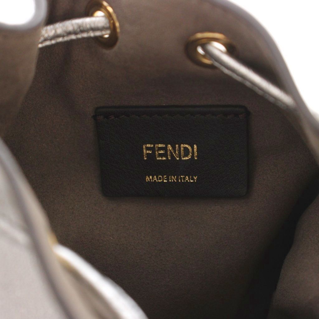Fendi Mini Montresor Drawstring 2-Way Shoulder Bag Leather Silver Colored — view 8