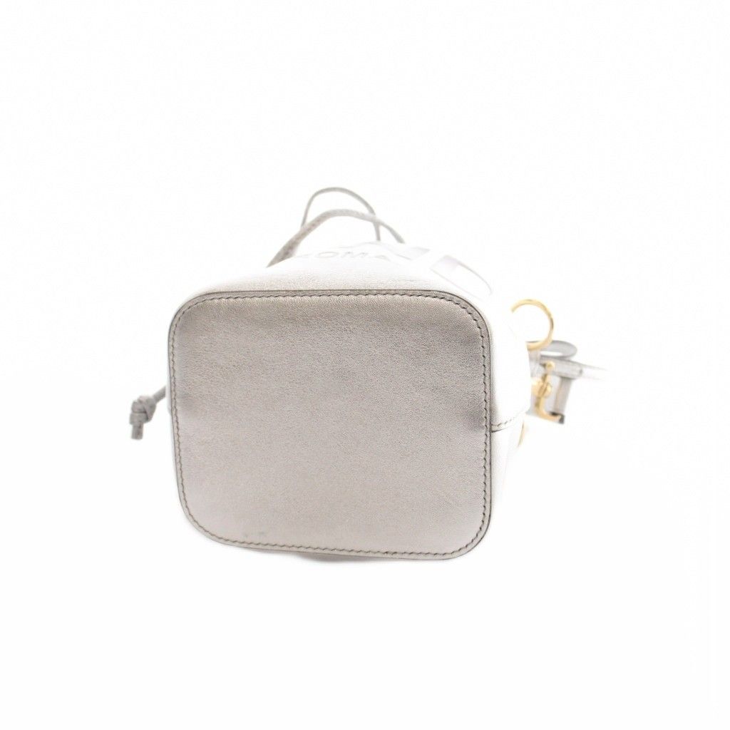 Fendi Mini Montresor Drawstring 2-Way Shoulder Bag Leather Silver Colored — view 4