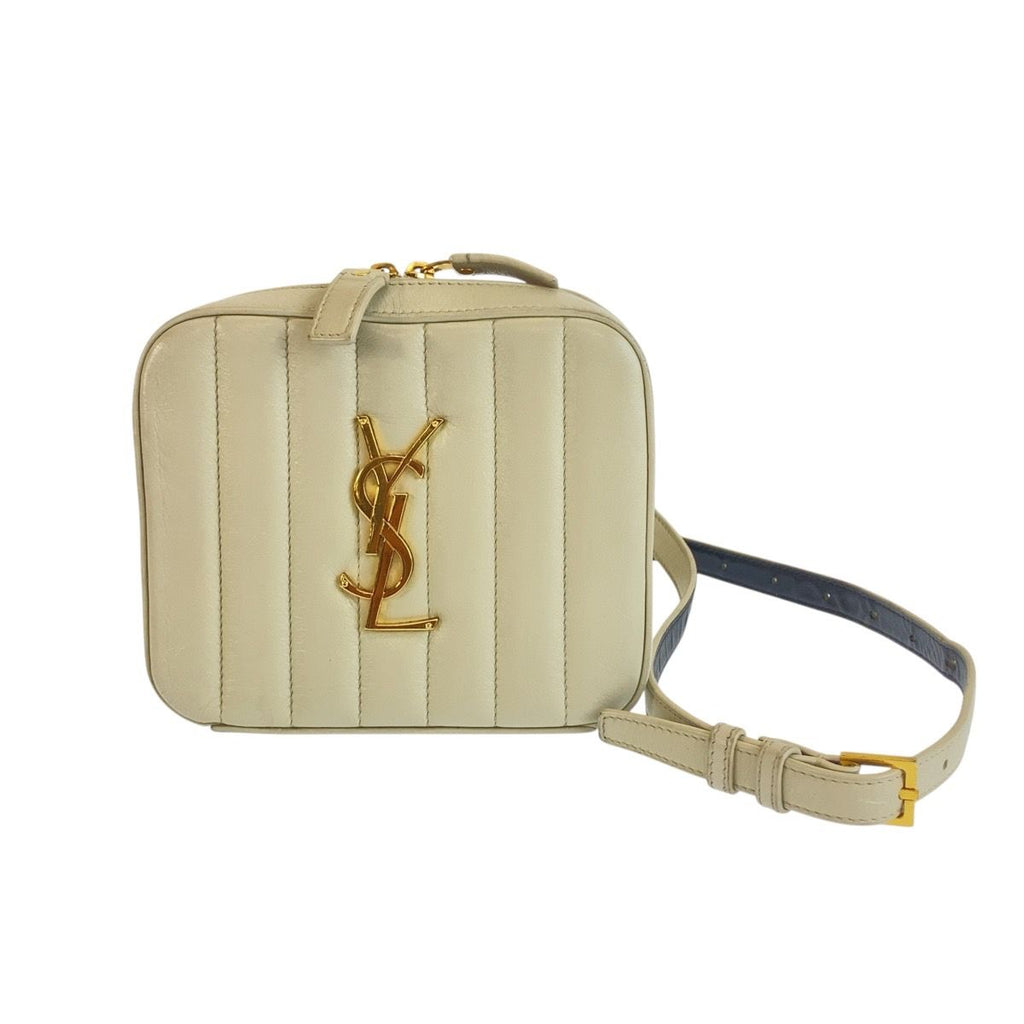 Saint Laurent Vicky Greige Gold Leather Shoulder Bag