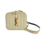 Saint Laurent Vicky Greige Gold Leather Shoulder Bag
