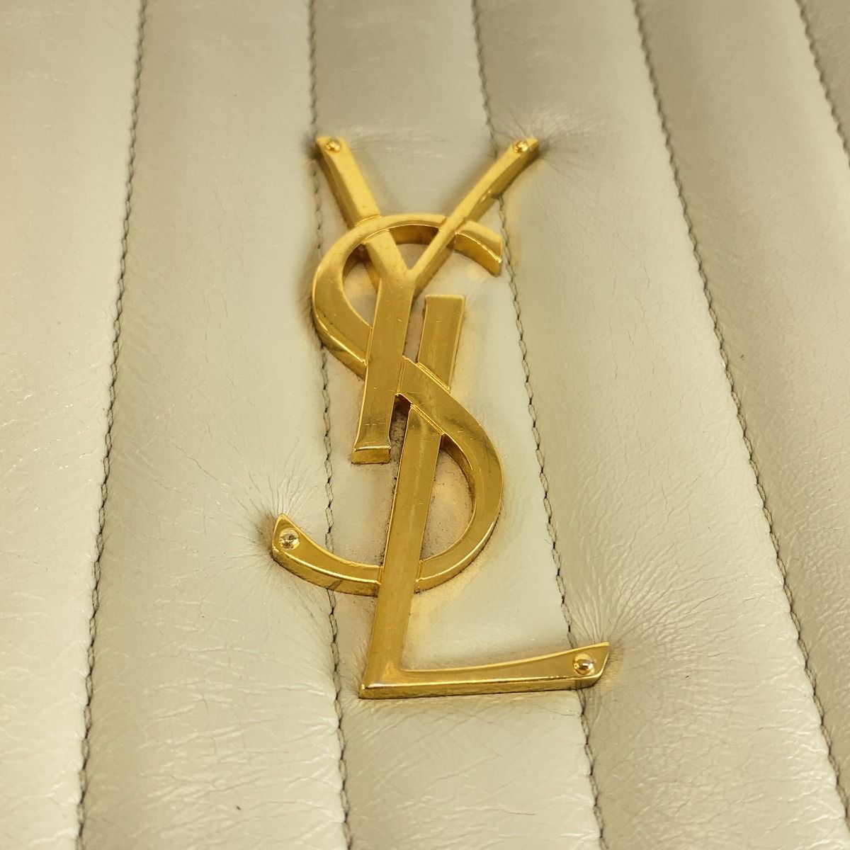 Saint Laurent Vicky Greige Gold Leather Shoulder Bag — view 6