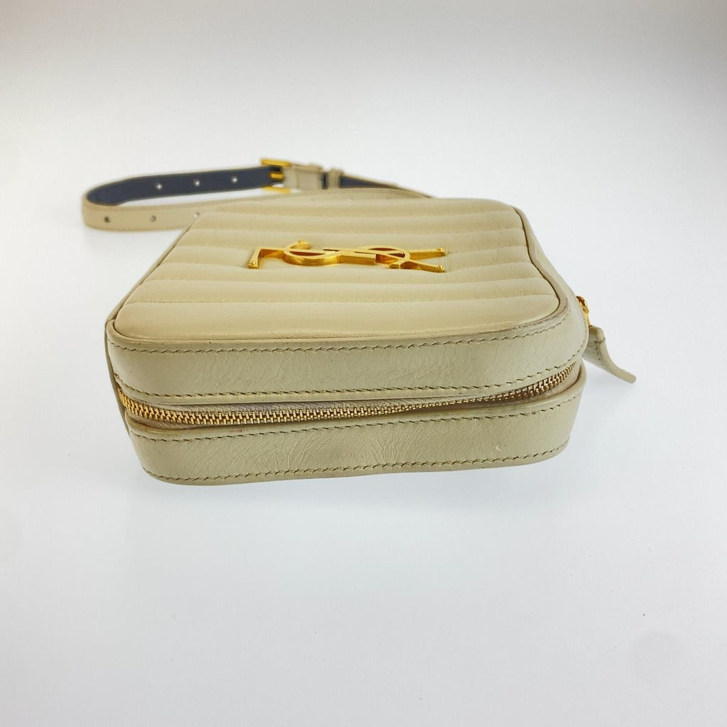 Saint Laurent Vicky Greige Gold Leather Shoulder Bag — view 4
