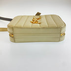 Saint Laurent Vicky Greige Gold Leather Shoulder Bag — view 3