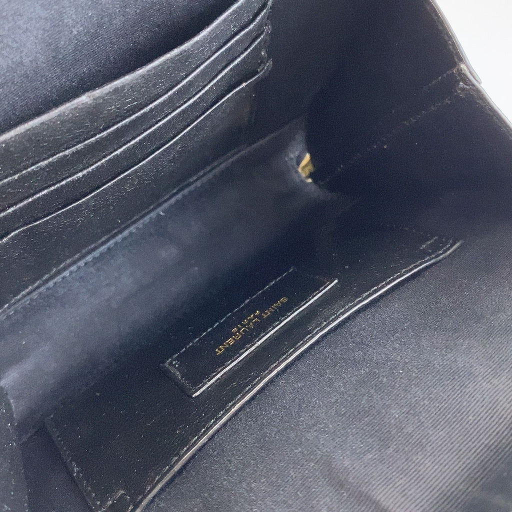 Saint Laurent Vicky Greige Gold Leather Shoulder Bag — view 8