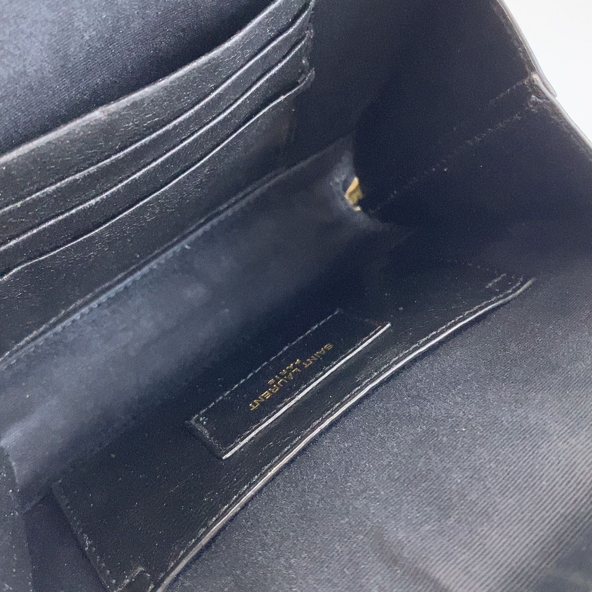 Saint Laurent Vicky Greige Gold Leather Shoulder Bag — view 8