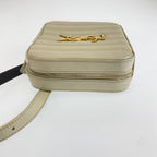 Saint Laurent Vicky Greige Gold Leather Shoulder Bag — view 5