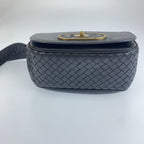 Bottega Veneta Intrecciato Black Gold Leather Crossbody Shoulder Bag — view 4