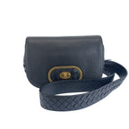 Bottega Veneta Intrecciato Black Gold Leather Crossbody Shoulder Bag