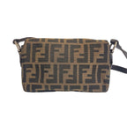 Fendi Selleria Zucca Pattern Brown Canvas Leather Crossbody Shoulder Bag — view 2