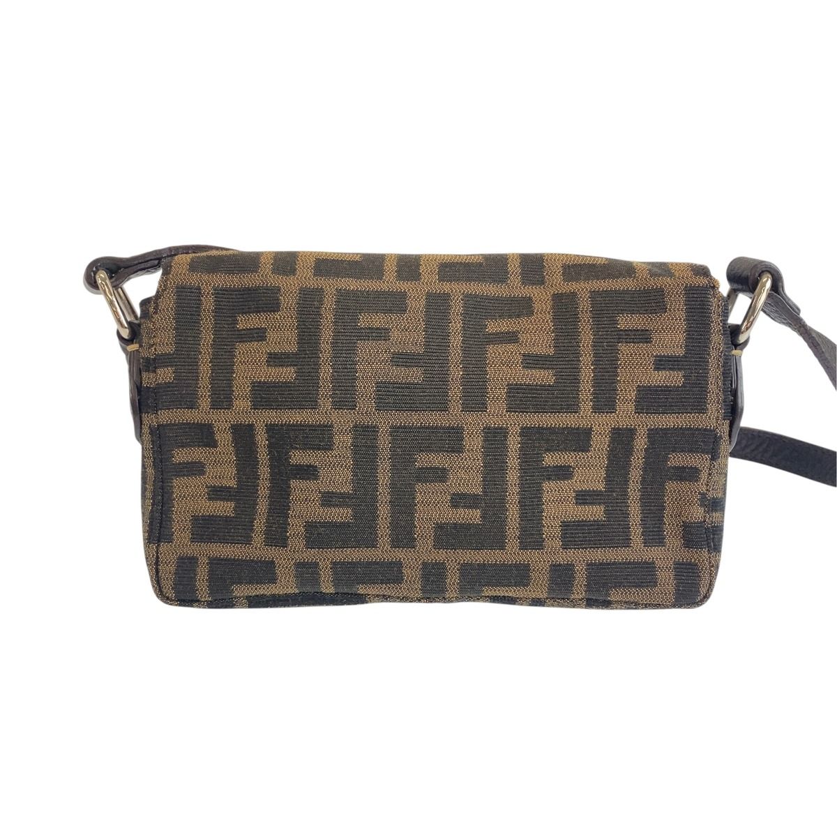 Fendi Selleria Zucca Pattern Brown Canvas Leather Crossbody Shoulder Bag — view 2