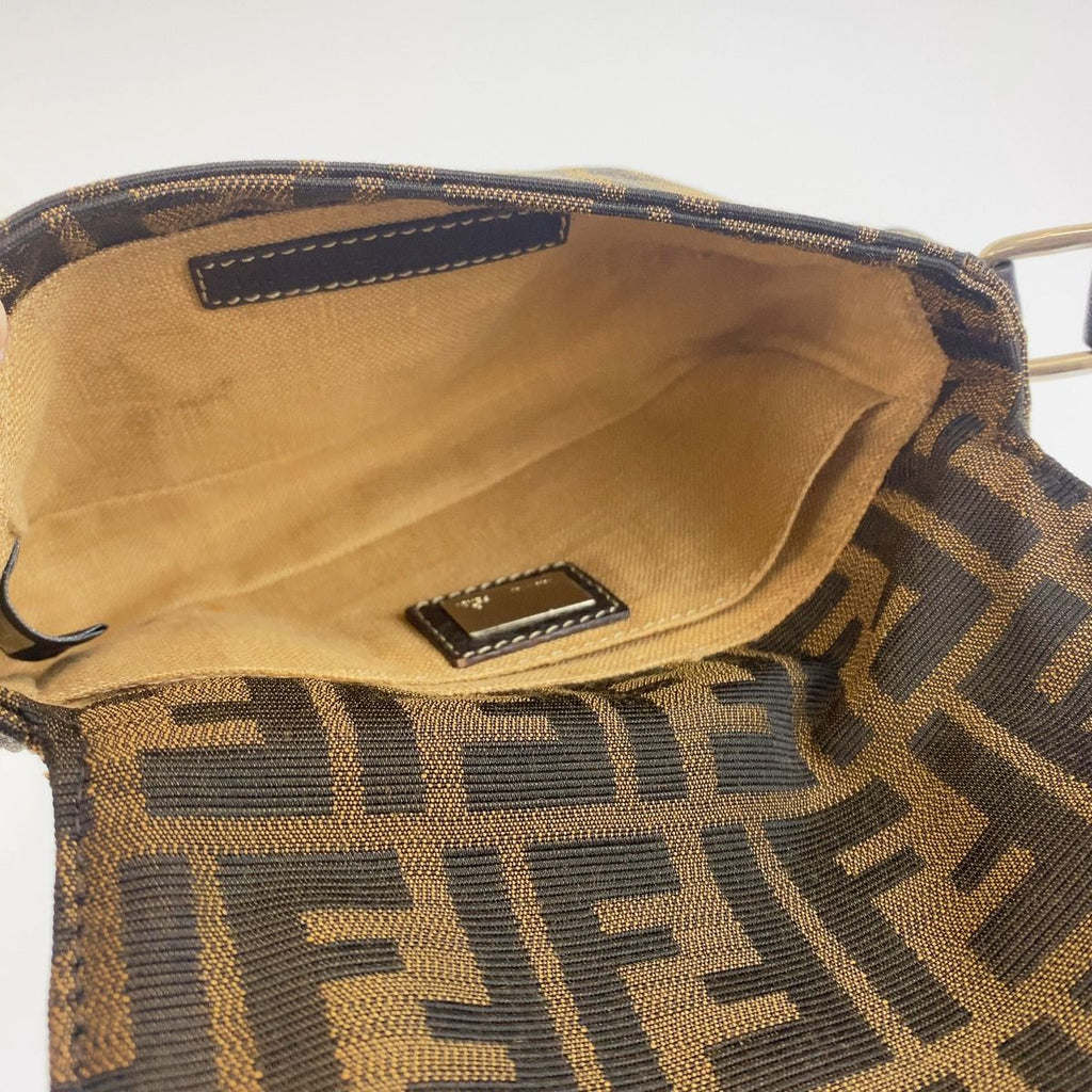 Fendi Selleria Zucca Pattern Brown Canvas Leather Crossbody Shoulder Bag — view 5