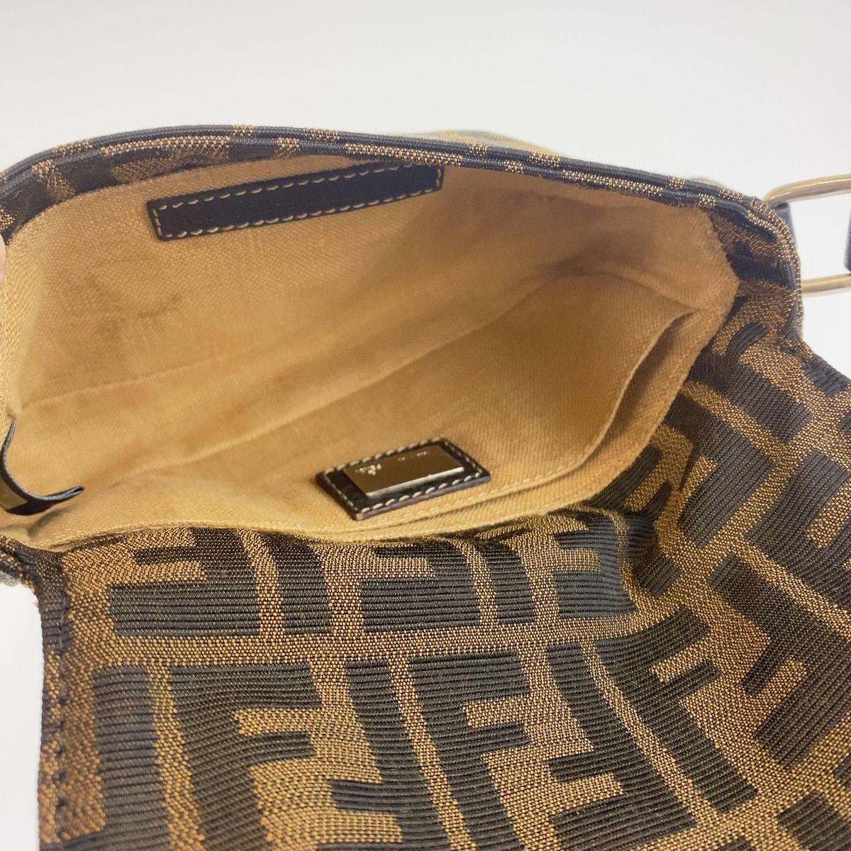 Fendi Selleria Zucca Pattern Brown Canvas Leather Crossbody Shoulder Bag — view 5