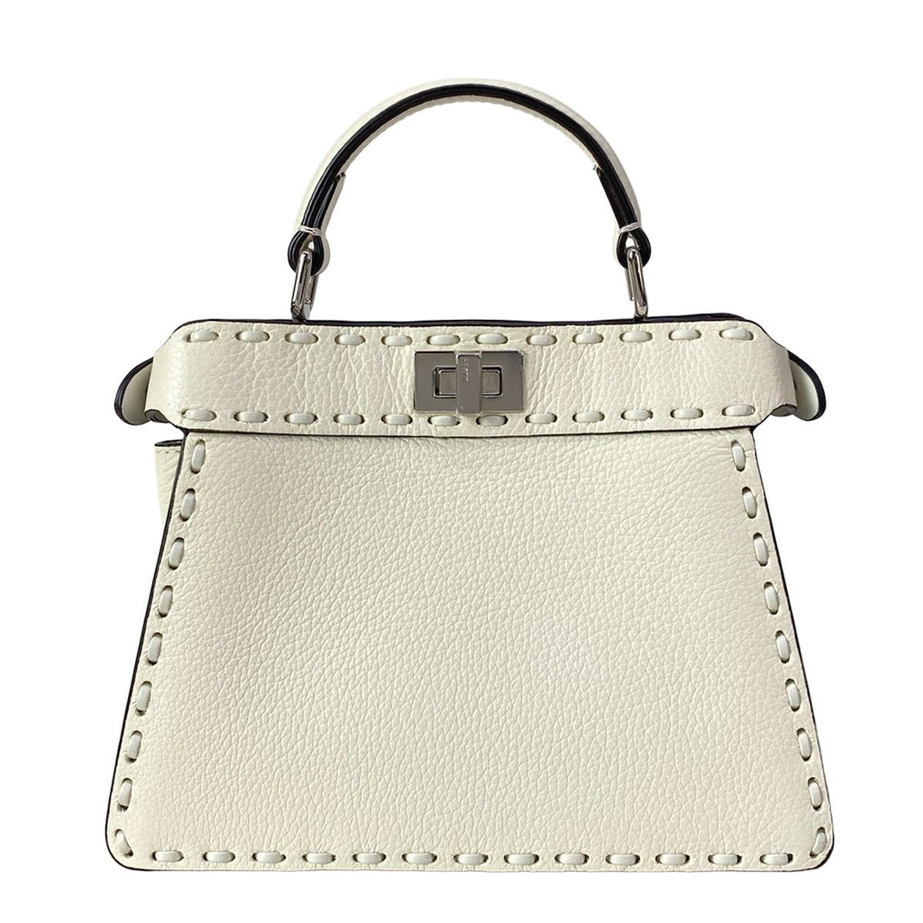 Fendi Handbag Peekaboo ISeeU Petit Selleria White Leather — view 3
