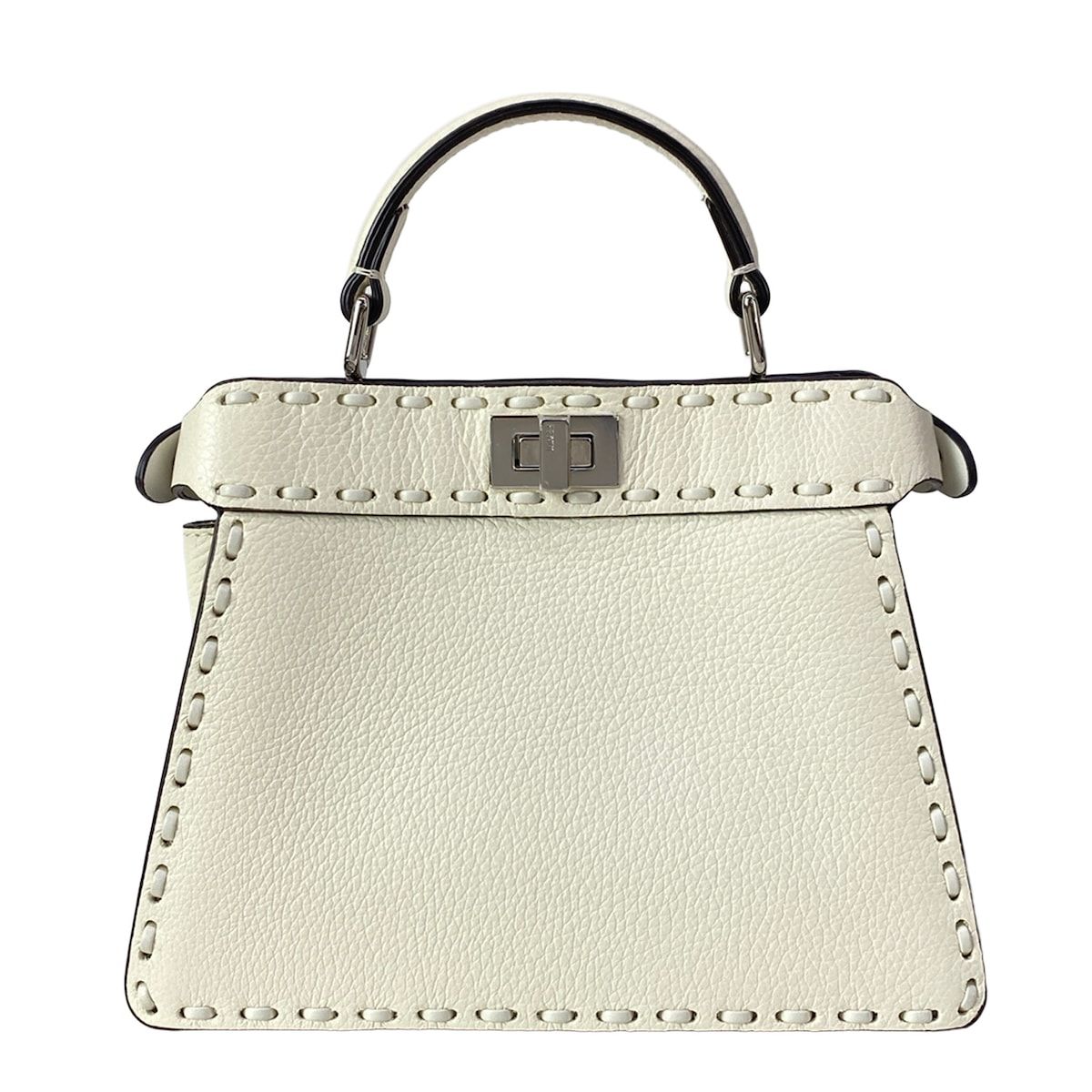 Fendi Handbag Peekaboo ISeeU Petit Selleria White Leather — view 3