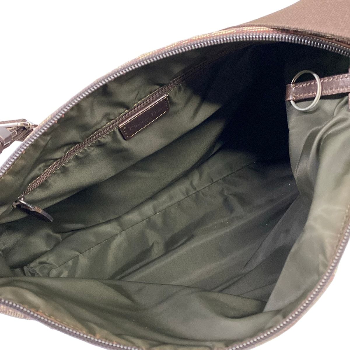 Dior Shoulder Bag Logo Glam Dark Brown Ivory Leather — view 7