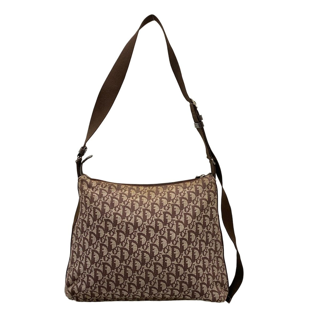 Dior Shoulder Bag Logo Glam Dark Brown Ivory Leather — view 3