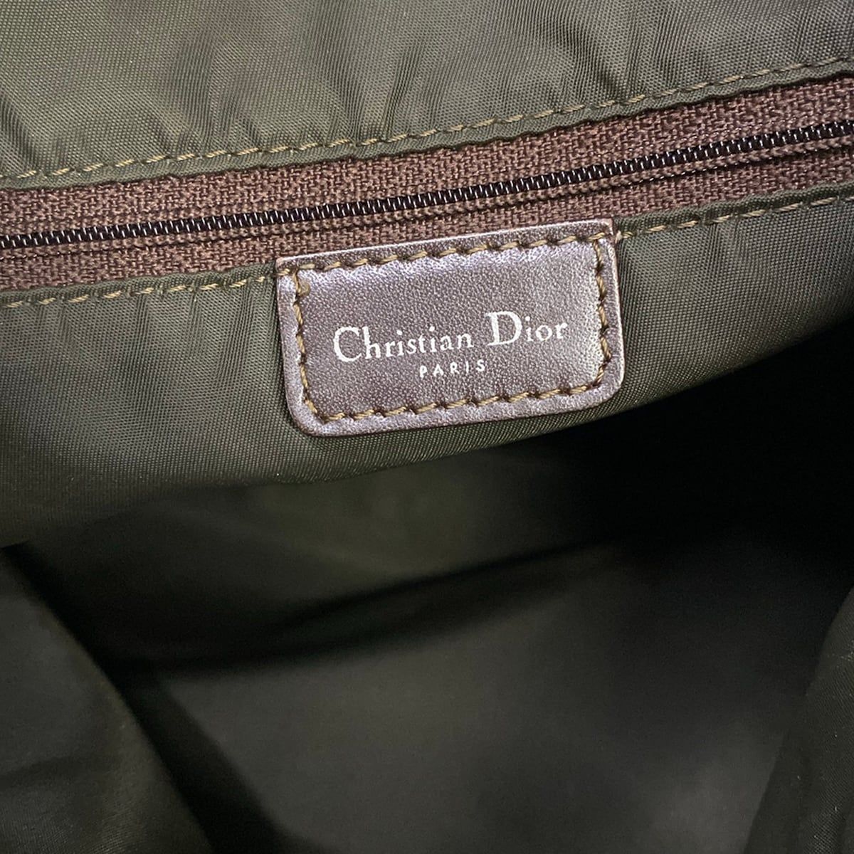Dior Shoulder Bag Logo Glam Dark Brown Ivory Leather — view 8
