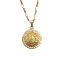 Celine Vintage Triomphe Rhinestone Gold Metal Necklace