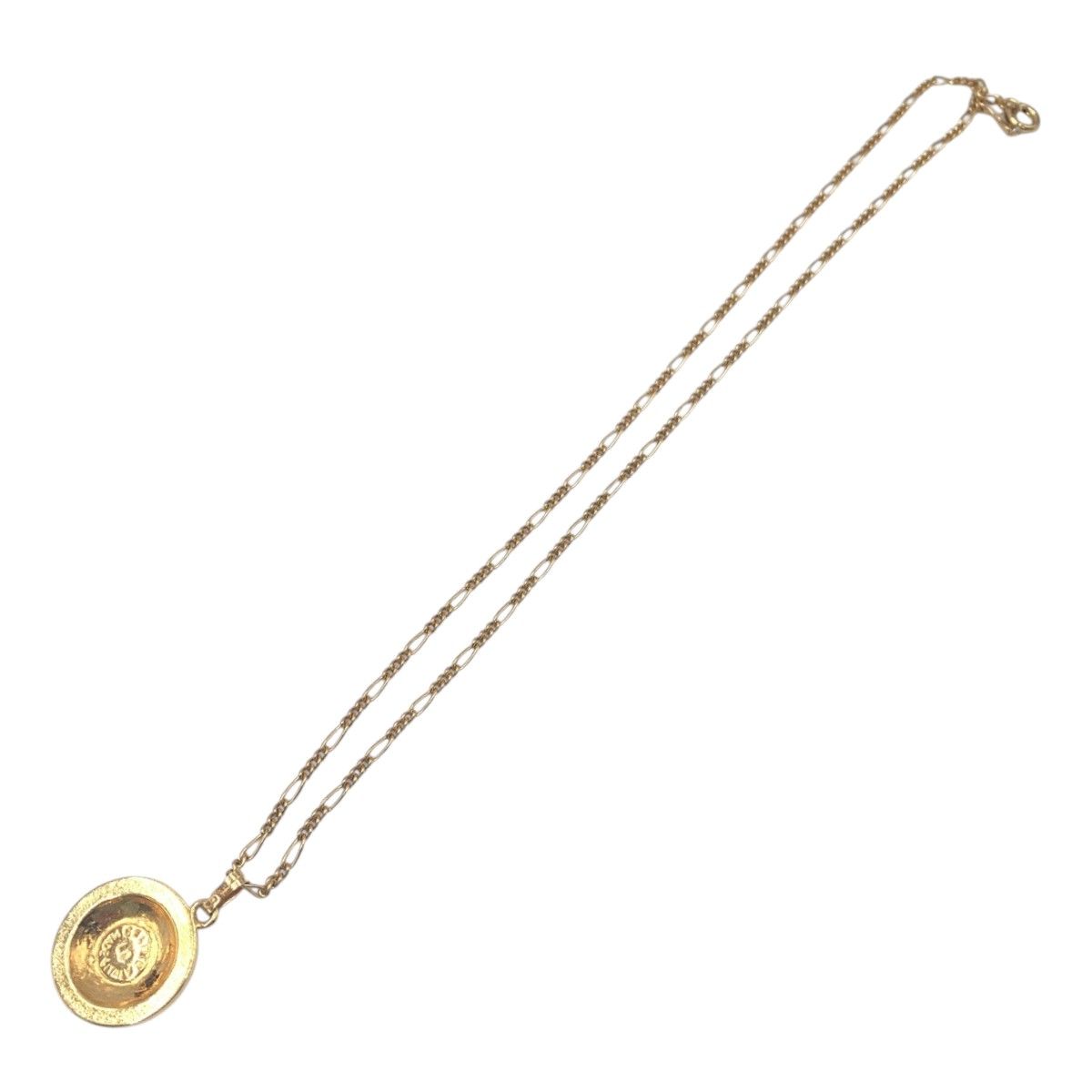 Celine Vintage Triomphe Rhinestone Gold Metal Necklace — view 4