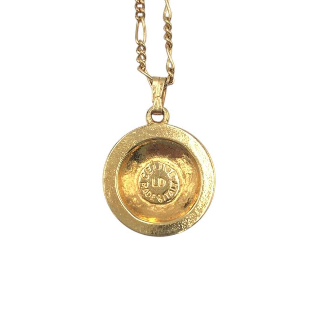 Celine Vintage Triomphe Rhinestone Gold Metal Necklace — view 2